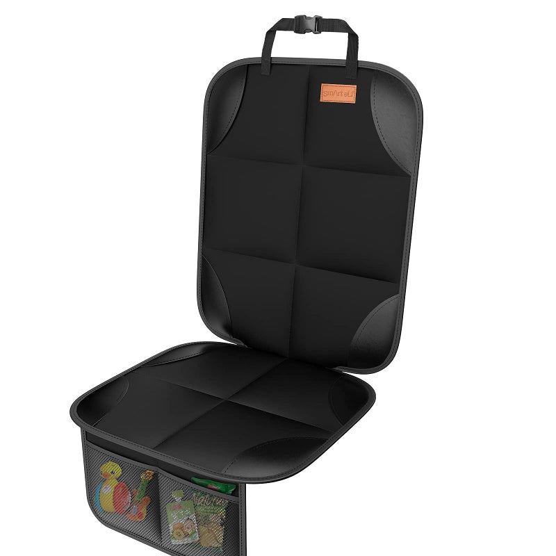 smartelf Car Seat Protector [1 Pack] Large Auto Protector for Child Seats with Thickest Padding and Non-Slip Backing Mesh Pockets for SUV, Sedan, Truck, Leather and Fabric - Black - Image 1